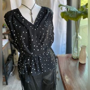 Worthington sheer wrap top with polka dots
